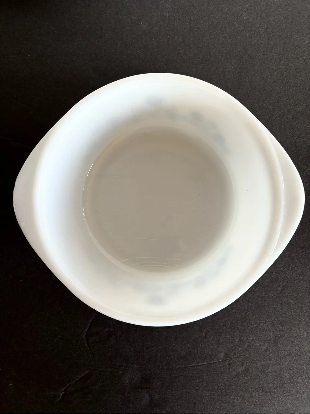 Vintage Glassbake Milk Glass Maid of Honor Blue Floral Bowl and Casserole Dish